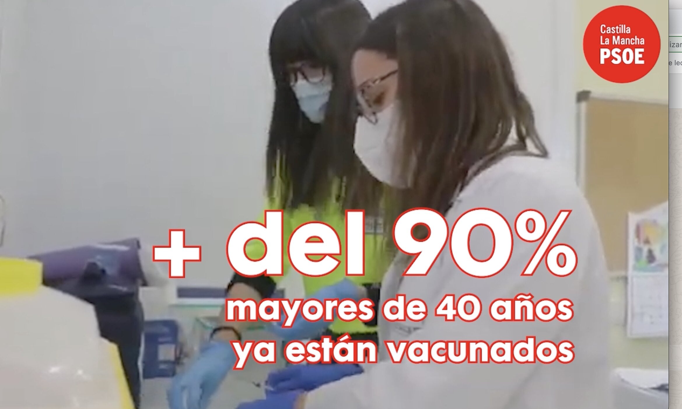 El PSOE publica un vídeo sobre la vacunación en CLM: “Frente a los que se apoyaron en el miedo, la esperanza y la verdad caminan de la mano”